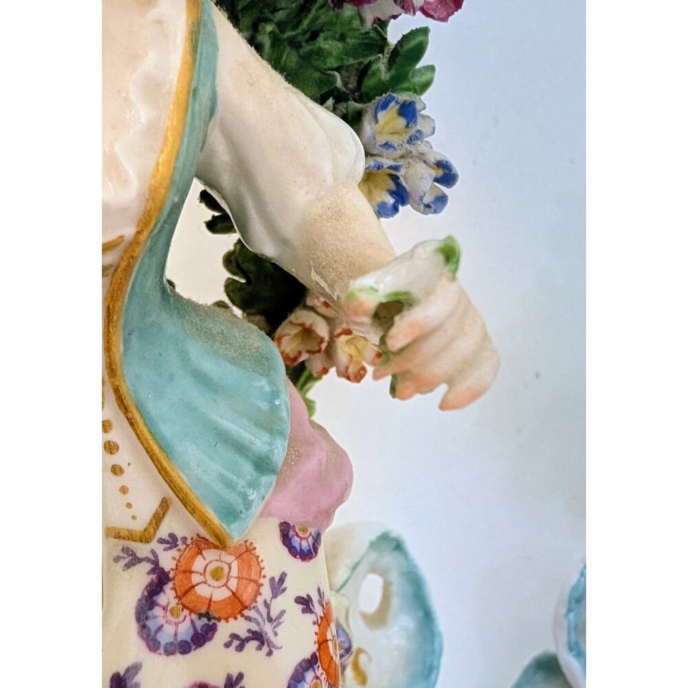 Chelsea Derby Style Brocage Pair Candle Holder Tree and Flowers Porcelain France - Picture 15 of 16